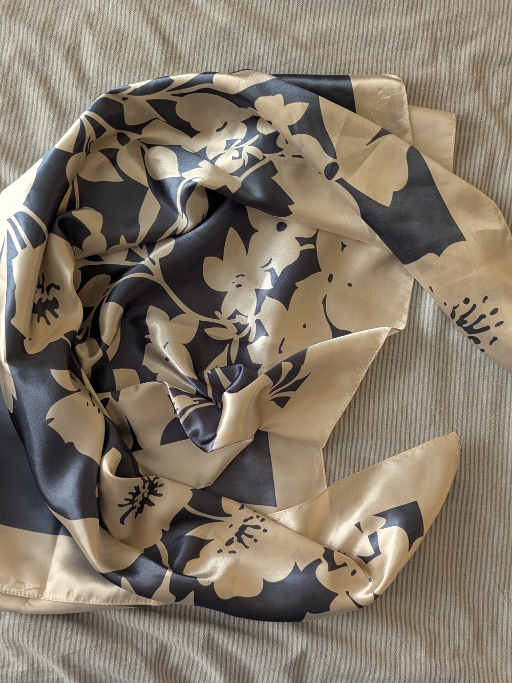 Blue And Cream Silk Scarf